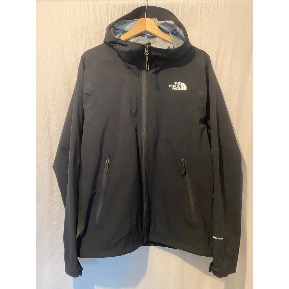 The North Face DryVent Hooded Rain Jacket Mens Small Black Full Zip Windbreaker